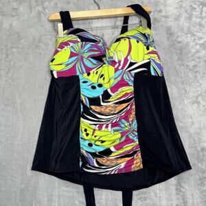 Lane Bryant Tankini Swimsuit Top Womens 40D Underwire Padded Floral Swimwear